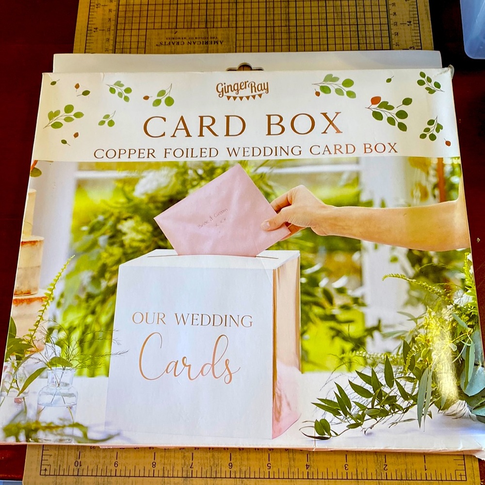 Ginger Ray Wedding Card Box. Rose Gold & White.